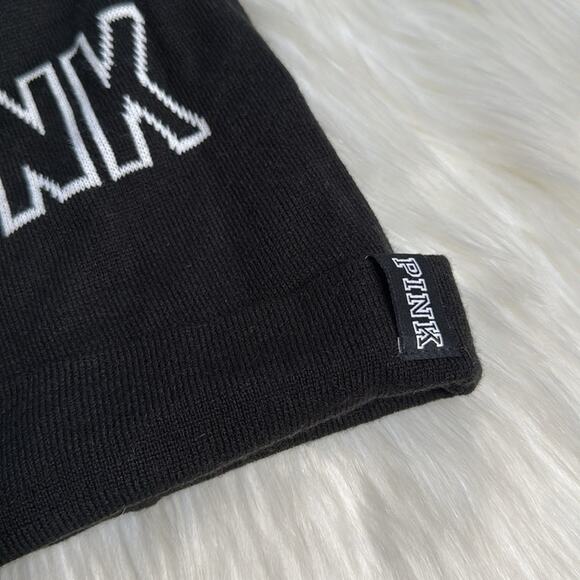 PINK Victoria’s Secret Black Knit Pom Pom Topper Hat - Picture 2 of 5